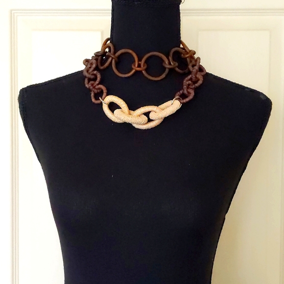 RARE! NWT. The Limited Multiple Shapes/Colors/Materials Hoop Chained Necklace. - Picture 2 of 5